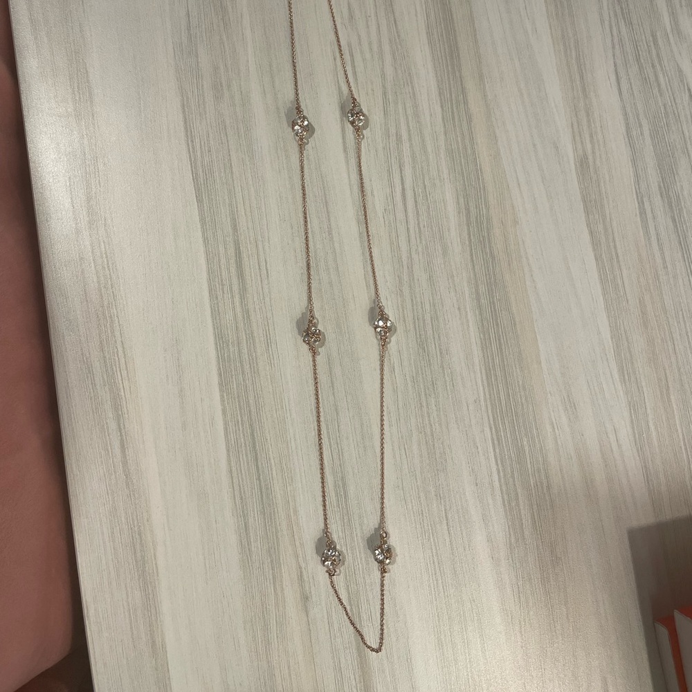 Kate spade long rose gold rhinestone drop necklace